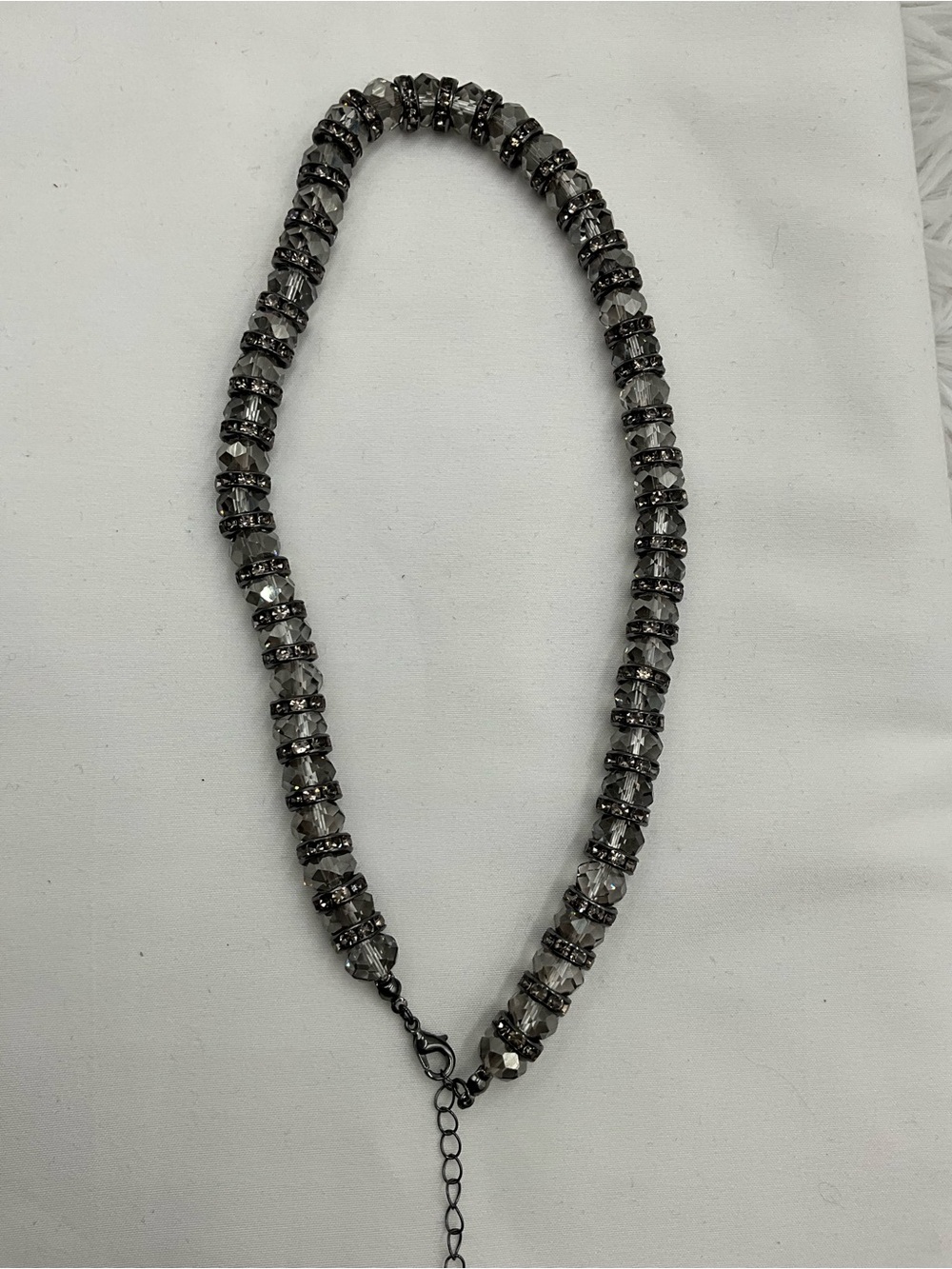 Park Lane Necklace Gunmetal Gray & Smoky Crystal Beaded Rhinestone Adjustable - Picture 4 of 6